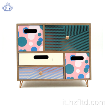 Scatola organizer da scrivania in legno con cassetti